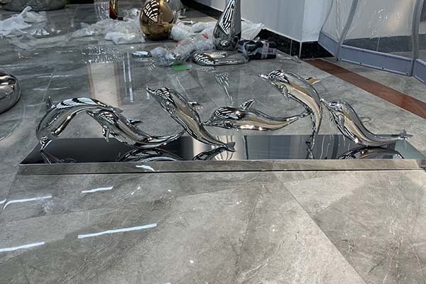 Custom Stainless Steel Dolphin Sculpture - Dynamic Art for Indoor and Outdoor Spaces